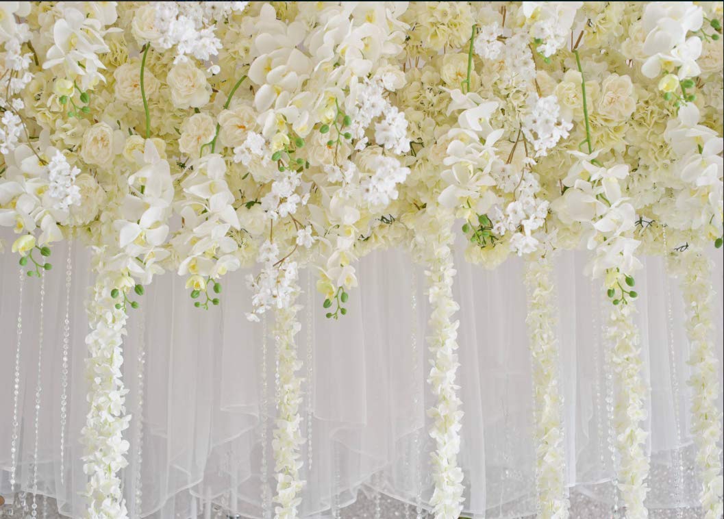 Buy White Flower Backdrop Curtain Floral 3D Flower Wedding Party