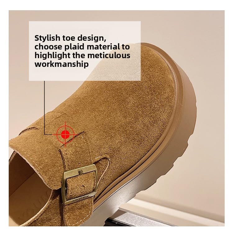 Women's Platform Lug Sole Clogs Chunky Orthopedic Comfort Shoes with Buckle, Soft Suede Loafer Mules for Everyday Wear4