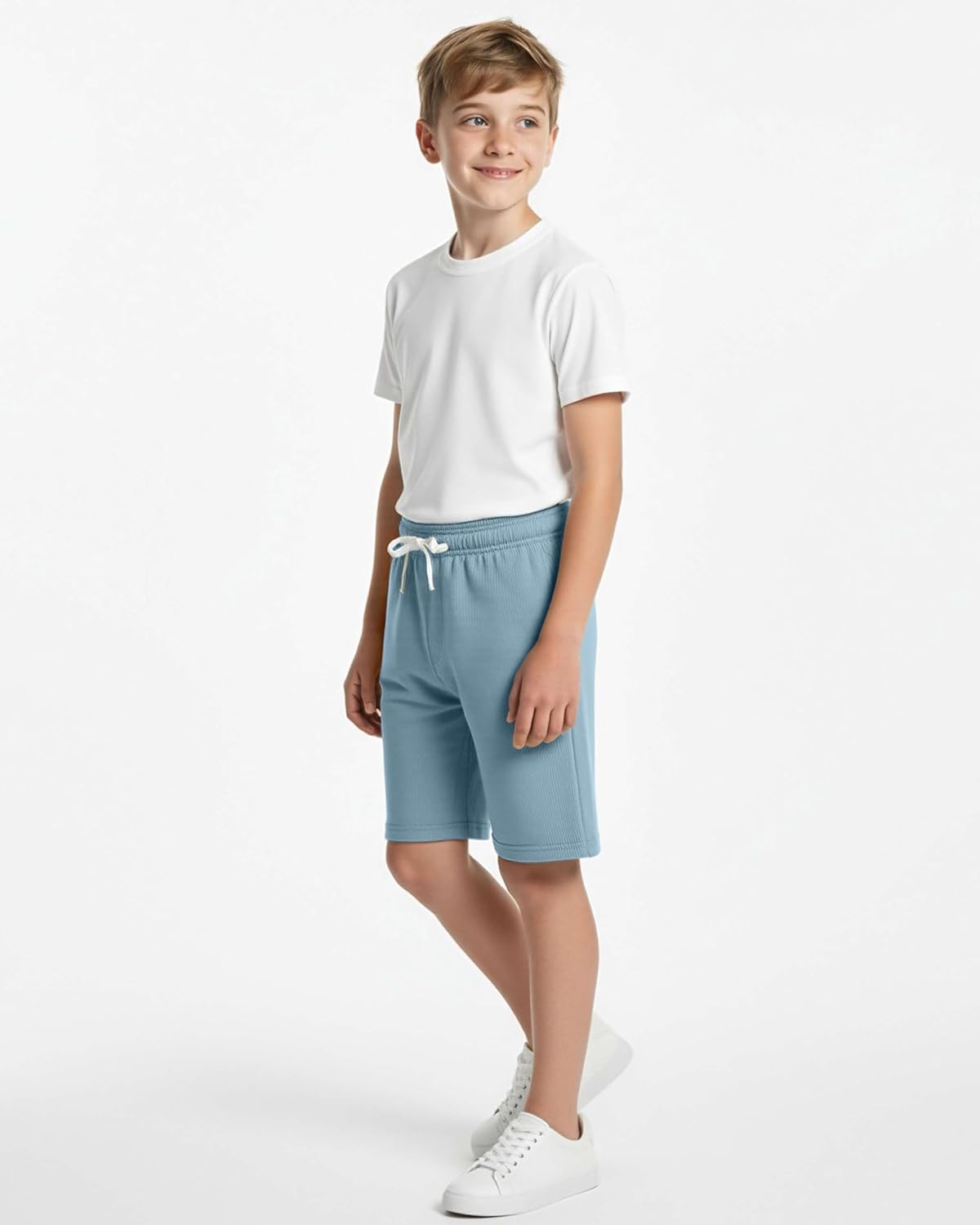 Real Essentials 4 Pack: Boys Fleece Lounge Shorts – Soft Pull-On Gym, School, Sleep & Active Sports Shorts for Kids - Image 5