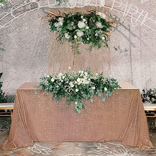 Fitable Rose Gold Sequin Tablecloth for Parties - 60x84 Inch - Sparkle Glitter Table Cloth Rectangle Table Cover for Wedding Baby Shower Ceremony Birthday Cake Table Holiday Banquet Decoration