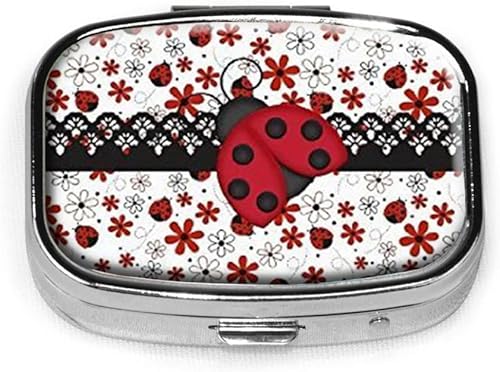 Miniatura 2 de LuxSweet ScottGood Ladybug & Daisy - Caja de pastillero rectangular de estilo a la moda, caja de joyería plateada