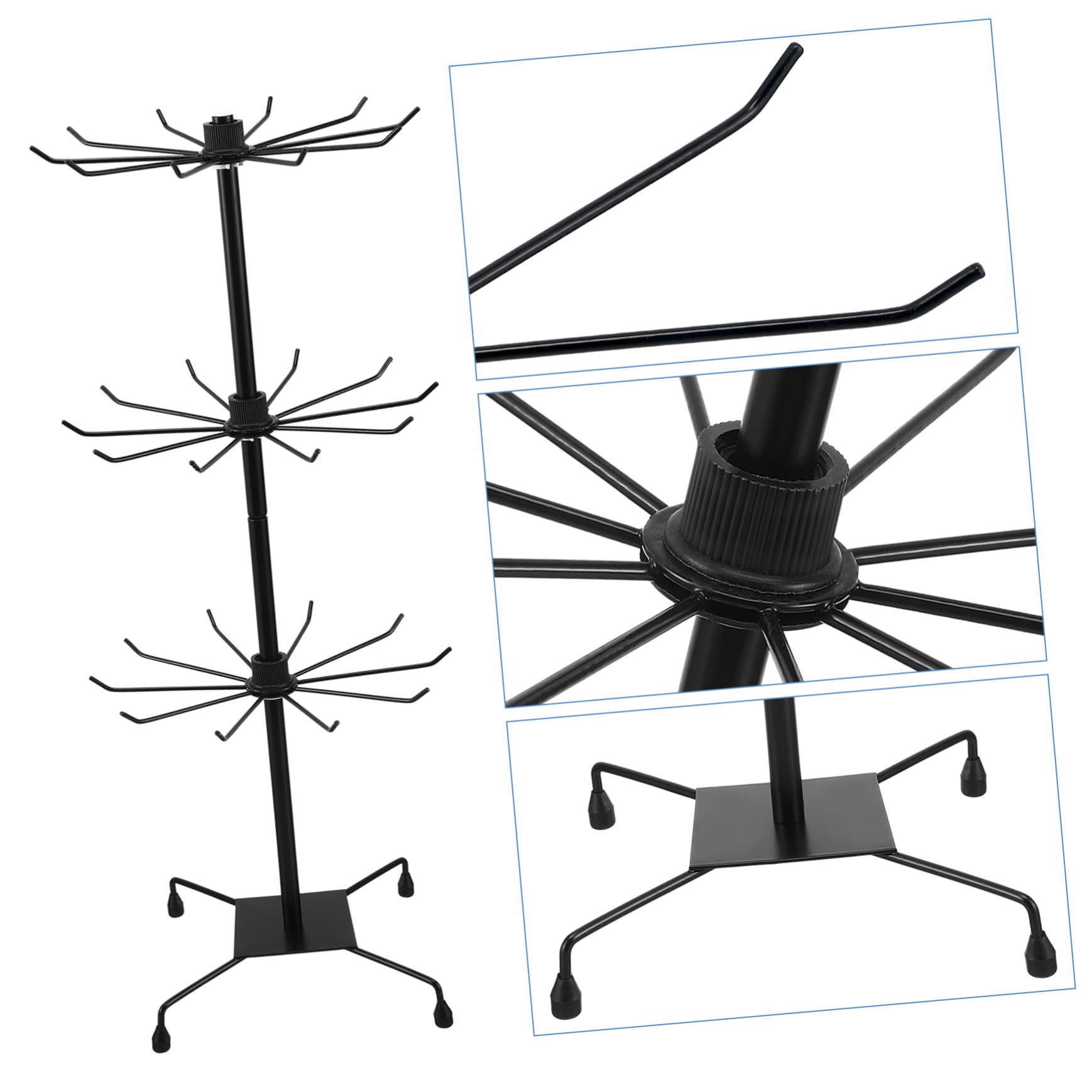 Drehbarer Metall Displayständer für Schmuck und Hüte 3-Stufiges Eisen Gestell mit Vertikalem Design für Schlafzimmer und Flur Abnehmbar und Praktisch