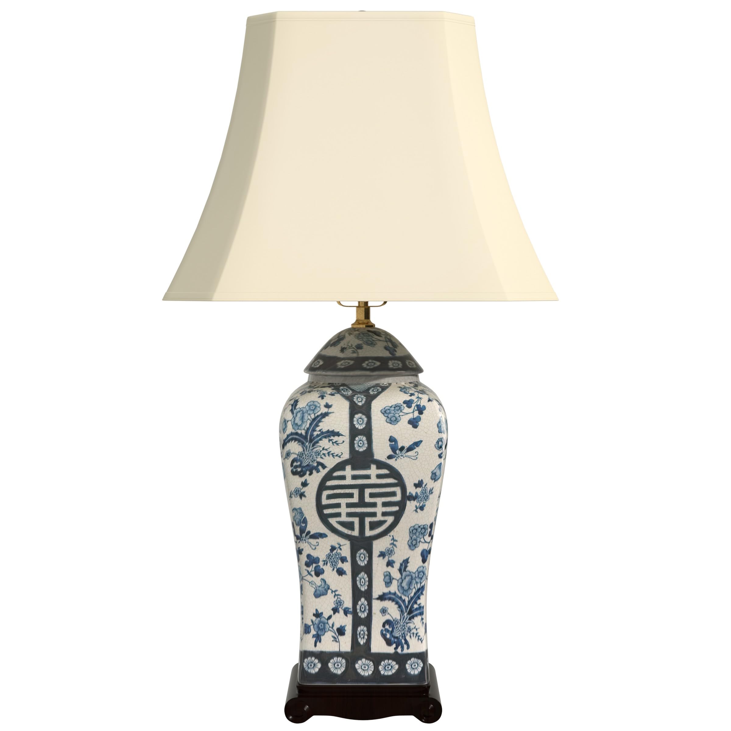 ORIENTAL FURNITURE 26" Floral Vase Lamp (Blue & White )