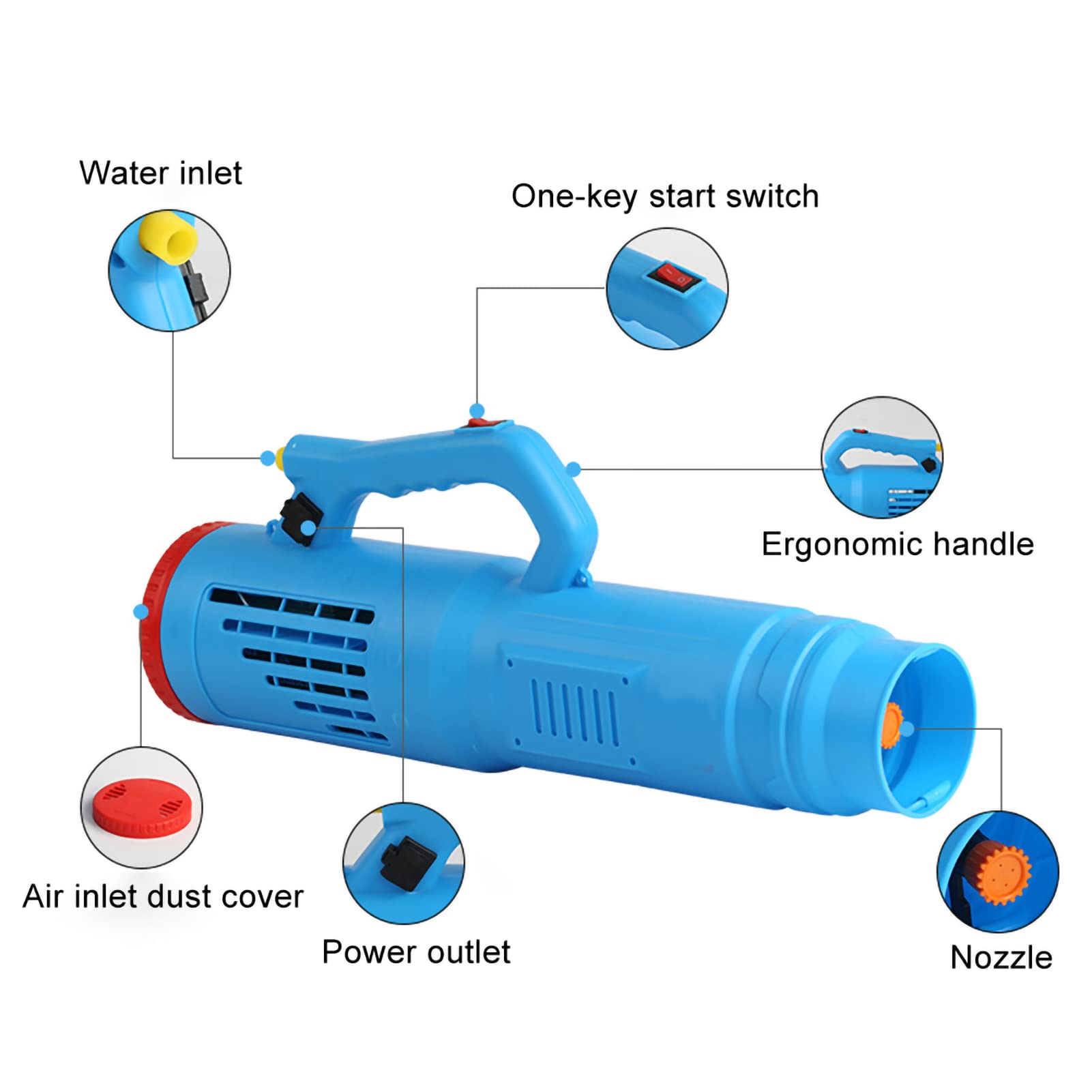 Fdit Accesorios Agrícolas, Rociador Eléctrico de Desinfección, Transportador de Aire Remoto para Máquina de Nebulización, Rociadores de Boquilla de Pistola de Aire