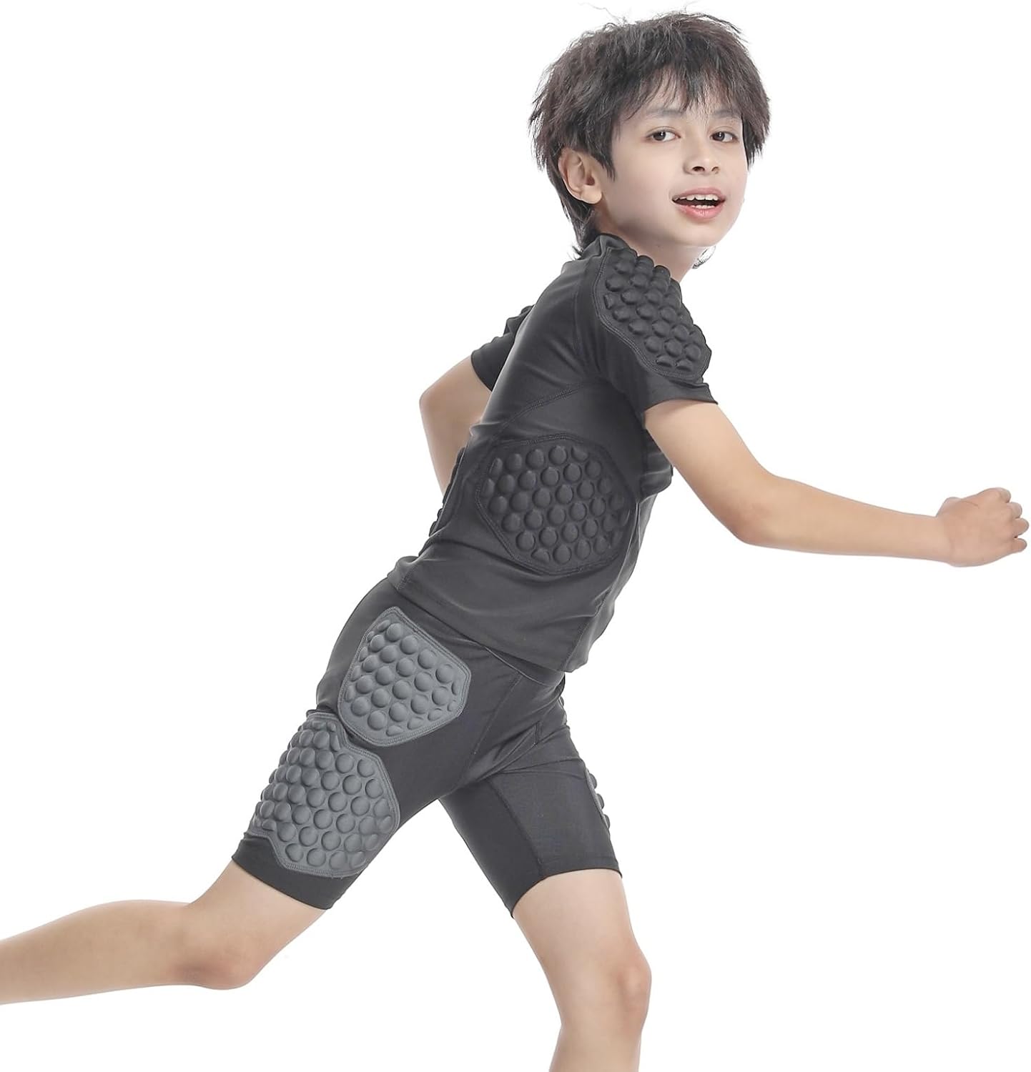 Topeter Football Padded Shirt for Youth, Kids Compression Rib Protector Shirts with Rib/Chest/Shoulder/Back Pads