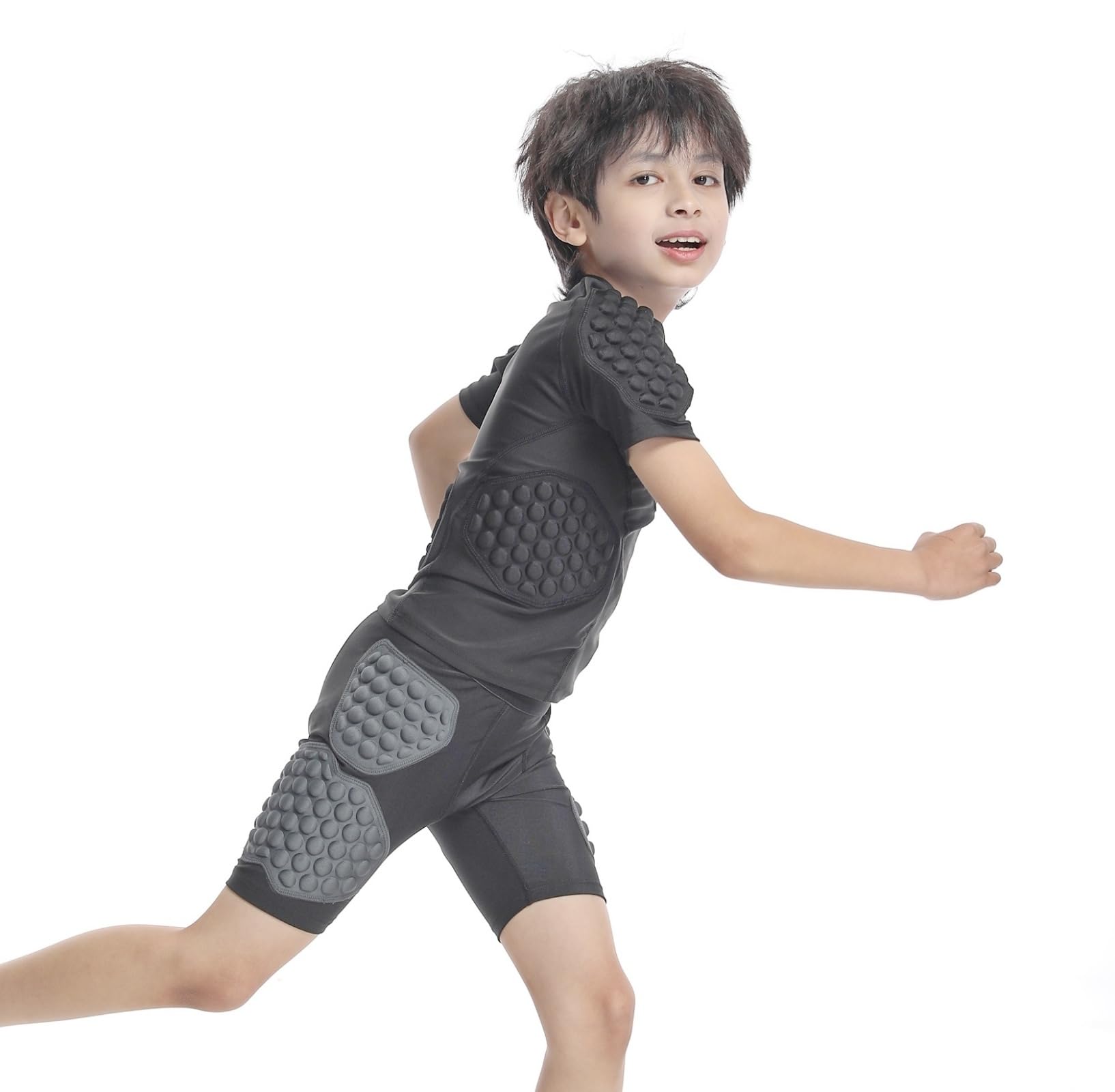 Topeter Football Padded Shirt for Youth, Kids Compression Rib Protector Shirts with Rib/Chest/Shoulder/Back Pads