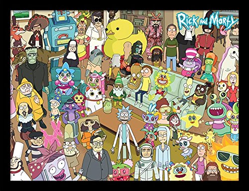 Pyramid International "Rick and Morty Total Rickall Framed Print Memorabilia, Multi-Colour, 30 x 40 x 1.3 cm