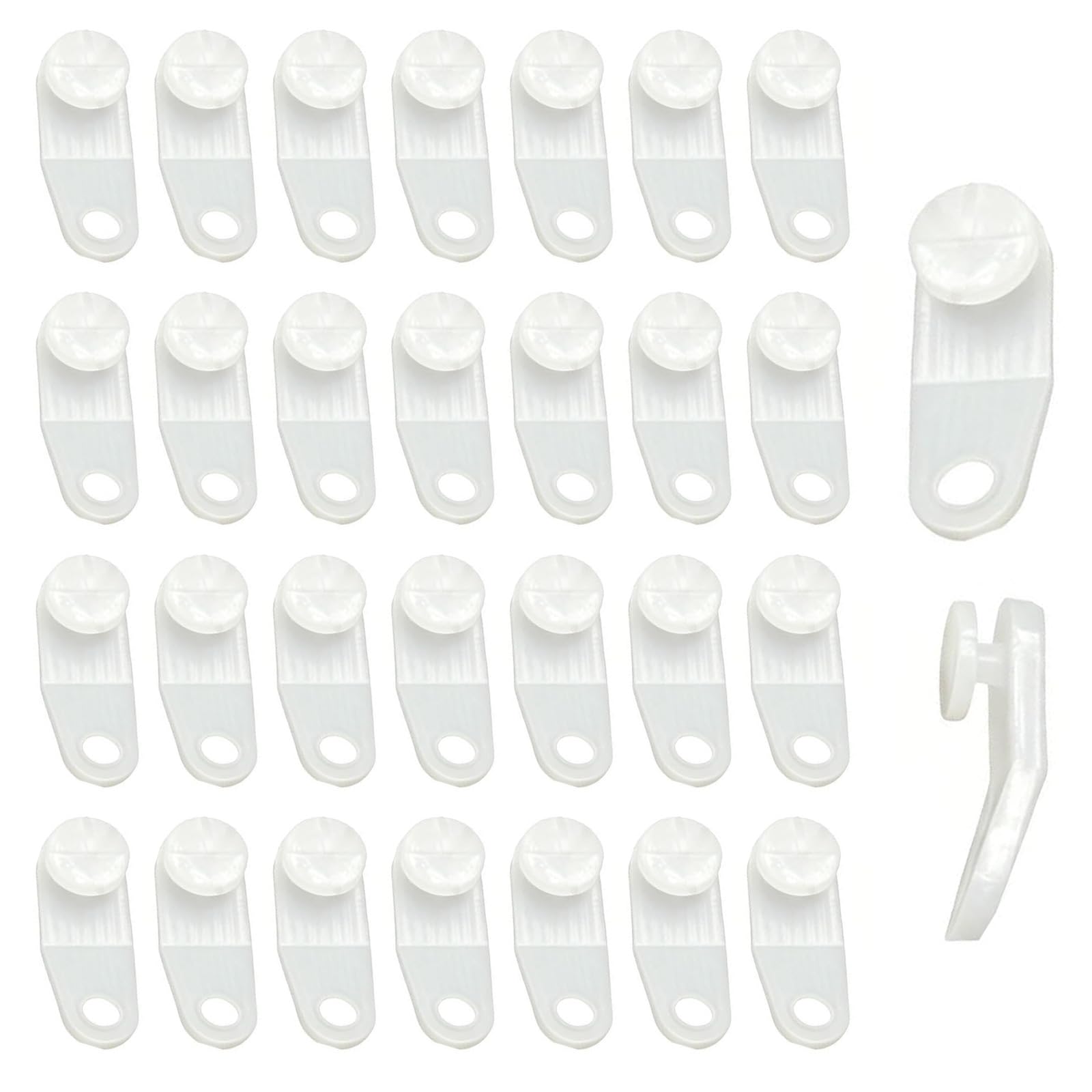 YouXunGS 30 Pack White Plastic Curtain Track Glider Hooks, 31mm x 10mm Smooth Sliding Curtain Rail Gliders for Windows Doors Shower Rails