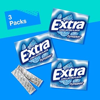 EXTRA Peppermint Sugar Free Gum Back To School Chewing Gum, 6 Pack Bulk Gum (45 Sticks Total)