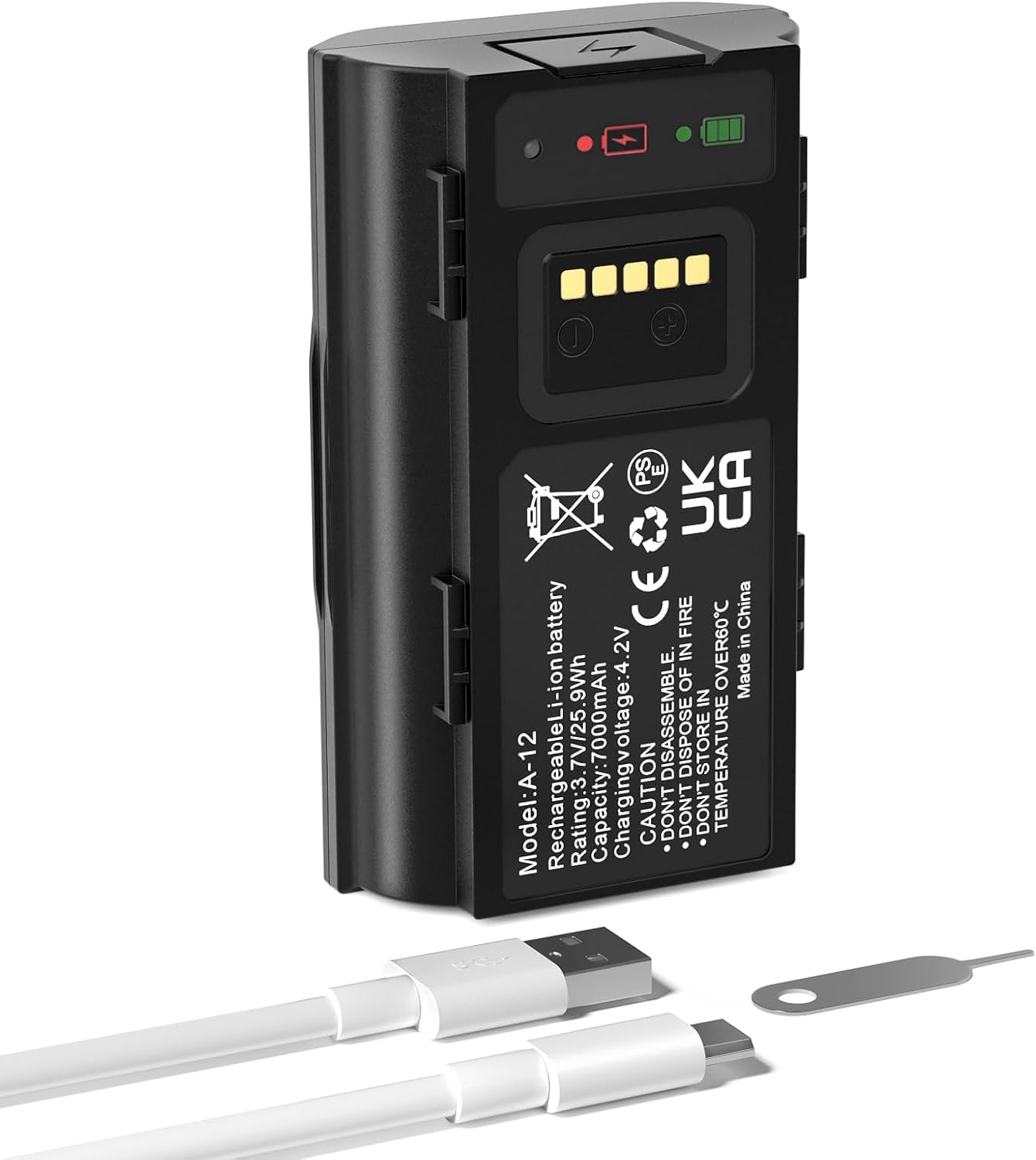 E EGOWAY Rechargeable Backup Battery for Arlo Wire-Free Video Doorbell, 7000mAh Replacement Battery Compatible with AVD2001 AVD2001B VMA2400 A-12, Long-Lasting Power Supply for Arlo Doorbell Camera