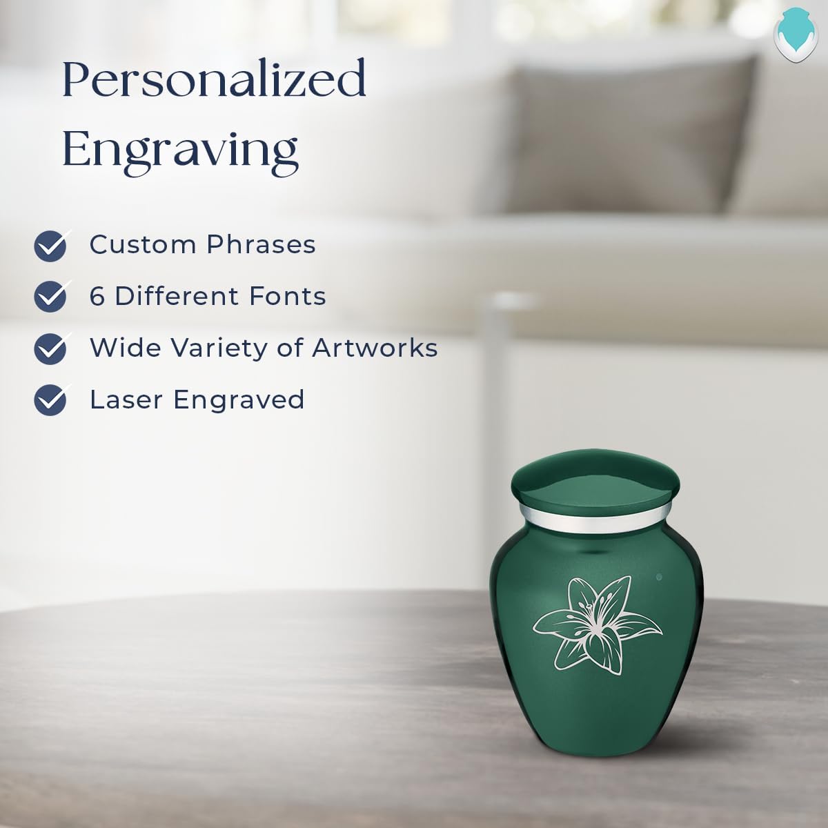 GetUrns Keepsake Embrace Lily Cremation Urn (Green)