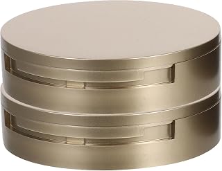 2pcs Loose Powder Compact Case 2.87in Matte Golden Double Layer | Refillable Container with Mirror, Plastic and Glass Build, Good Protection for Everyday Use and Travel