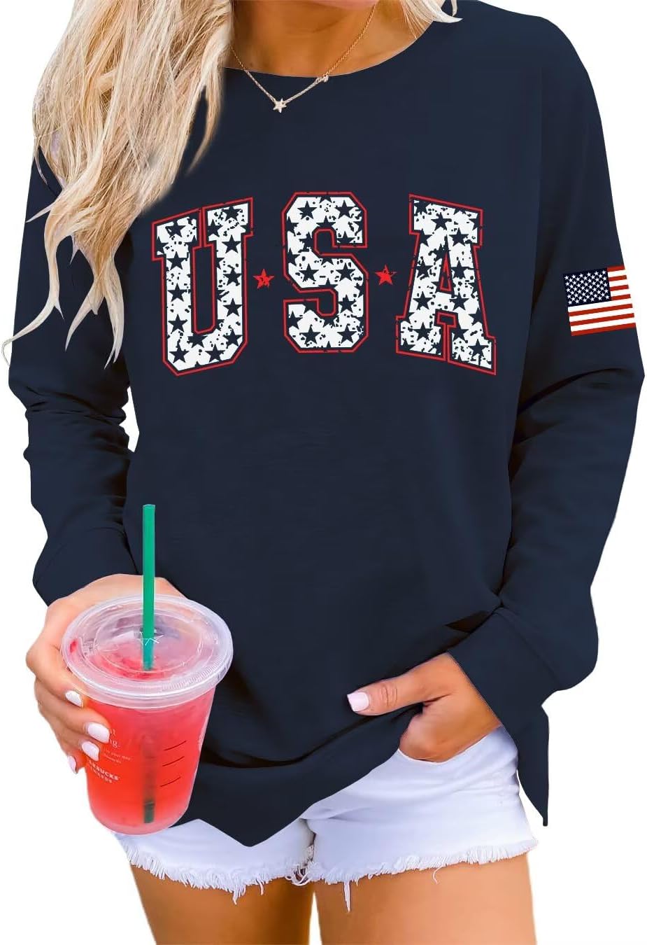 Dressmine Womens Casual Long Sleeve Graphic Tee Shirts Crew Neck Sweatshirts Pullover Tops for Women