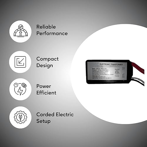 Miniatura 3 de Transformador electrónico halógeno de 60 vatios en maceta de 120 voltios de entrada/salida de 12 voltios, reinicio automático, arranque suave,