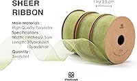 Vista 2 de Vitalizart - Cinta de gasa verde salvia de organza, cinta transparente de 1 pulgada x 30 yardas, cintas de tela hechas a mano para envolver regalos
