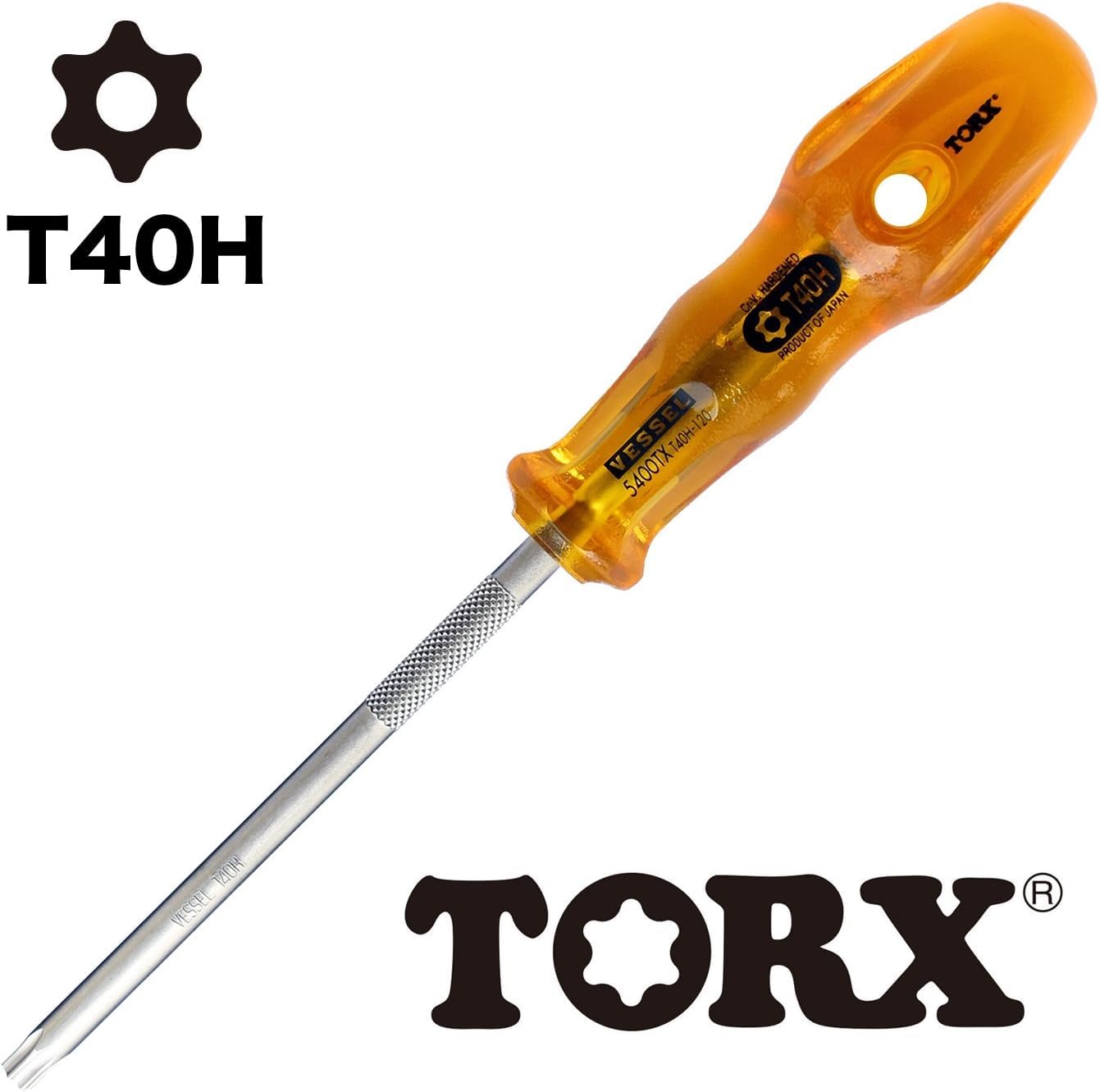 ベッセル(VESSEL) パワーグリップ トルクスドライバー いじり止め TORX T27H×120mm B-5400TX Amazon | ベッセル(VESSEL) パワーグリップ トルクスドライバー いじり
