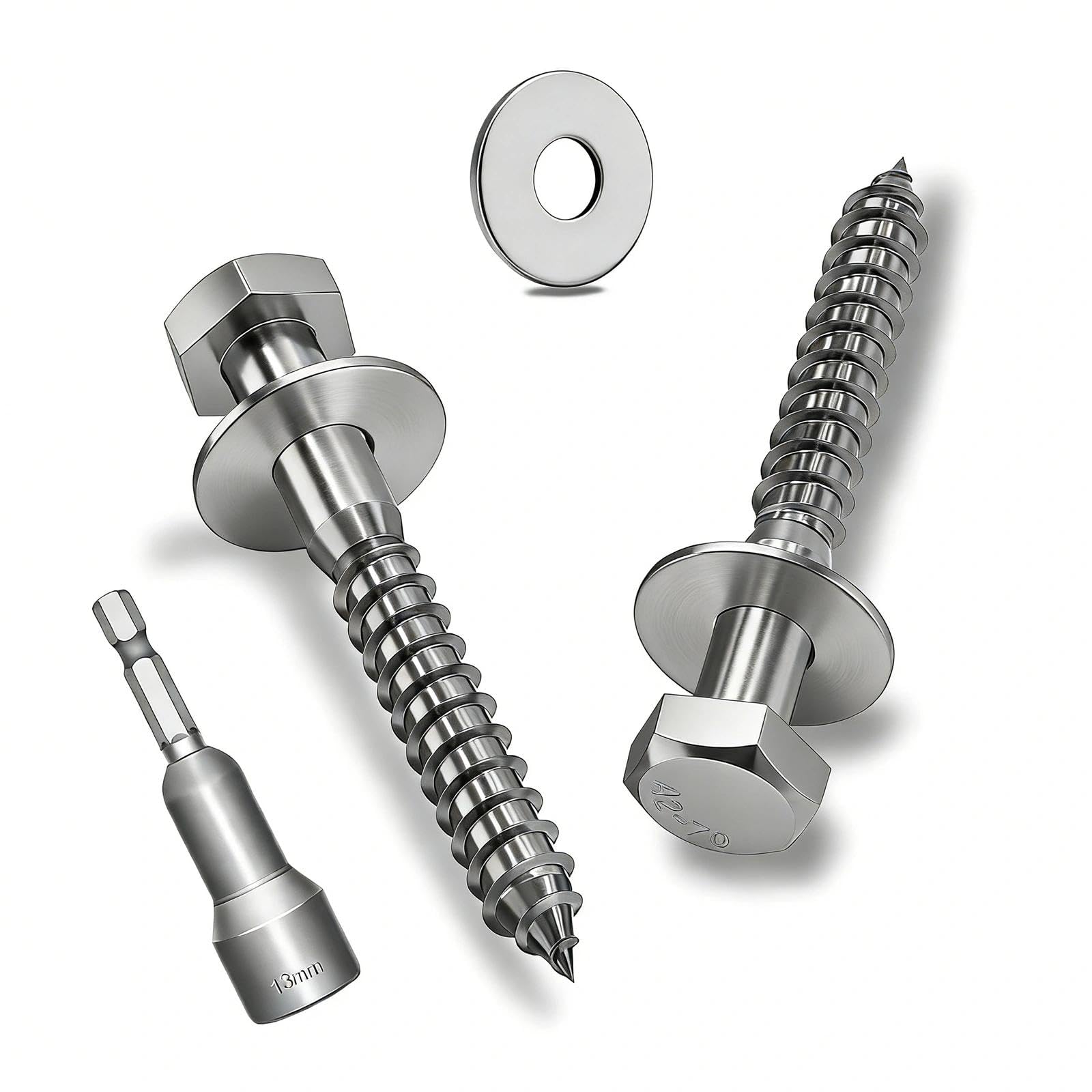 Ezitruz Coach Screws M6x60 mm, 15 Pcs Heavy Duty Lag Bolts for Wood