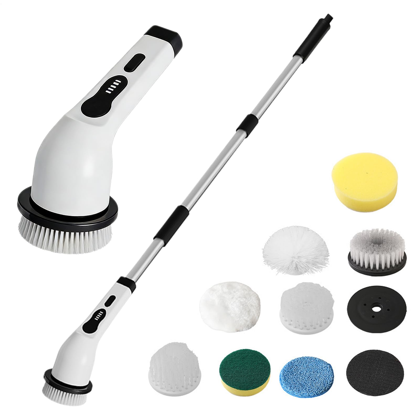 Cepillo Eléctrico de Mango Ajustable | cepillo de limpieza recargable para Cocina, Baño, Hogar, Ducha, Suelo, Azulejos, Baldosas, Pared, Inodoro