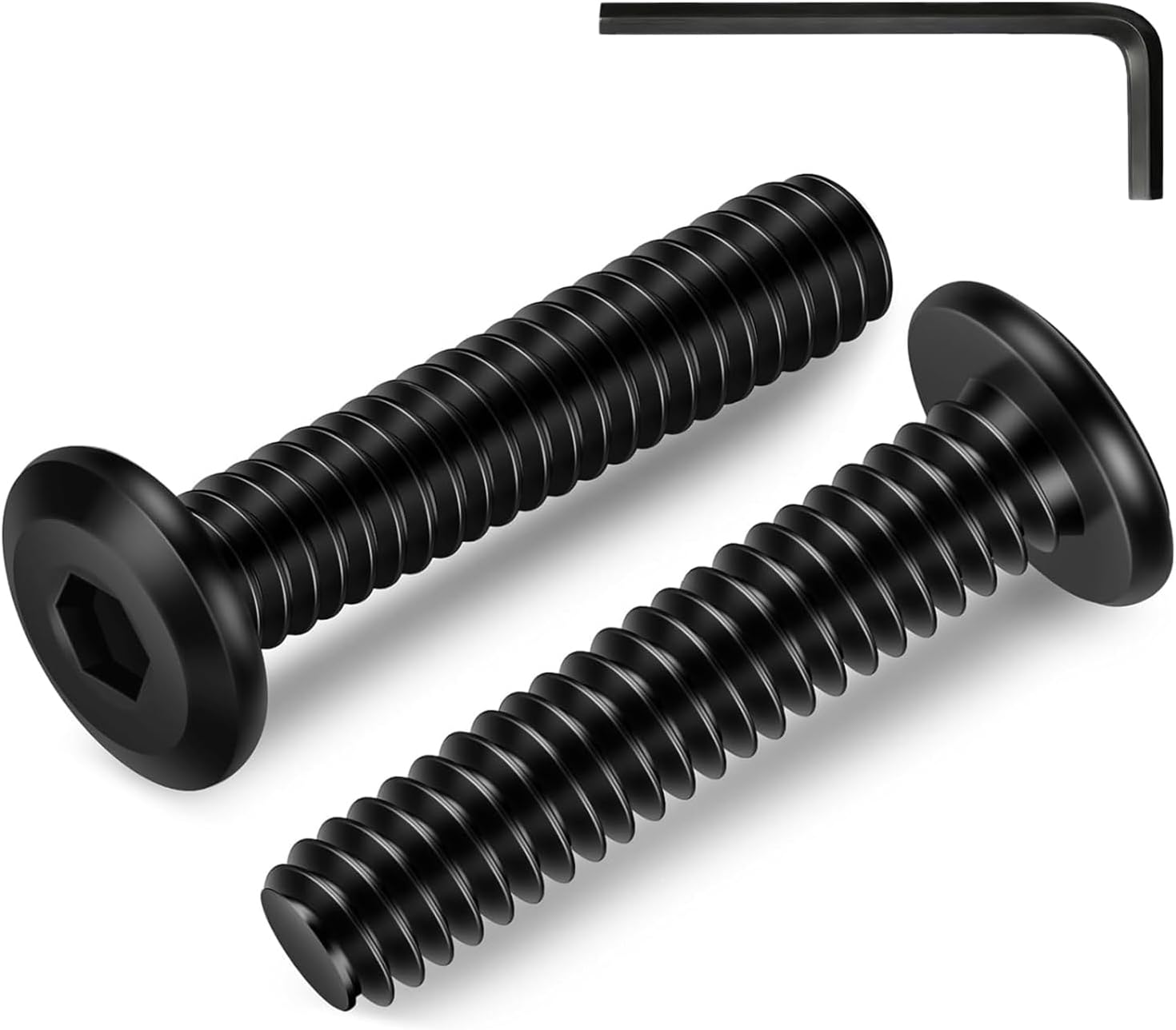 30Pcs M5 Bolts, M5 x 25mm Flat Head Socket Cap Screw Bolts, Allen Socket Drive Screws Assortment, Stainless Steel Black Oxide Bolt with Hex Key