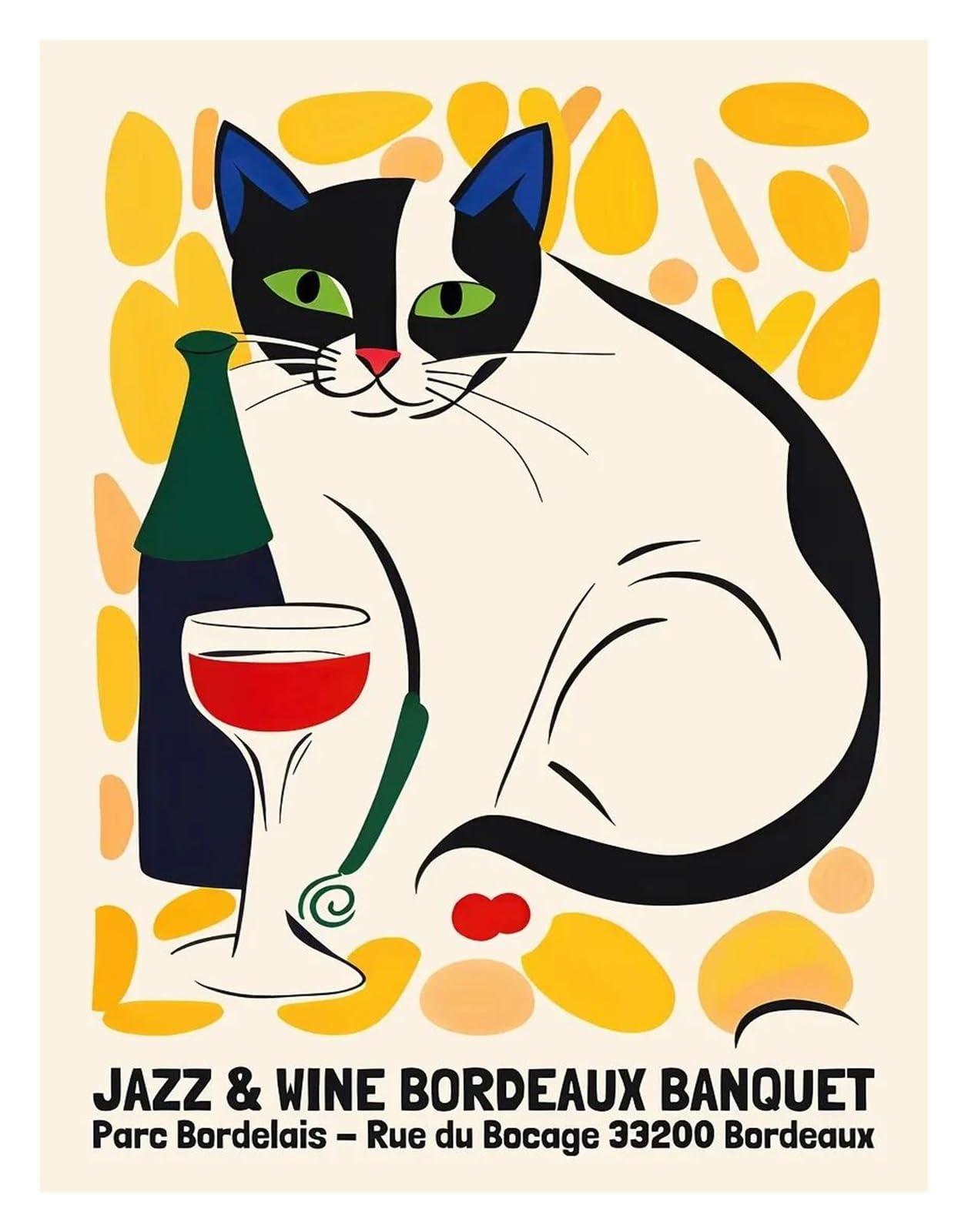 Xenite E Xenit Wall Art Canvas Prints Funny Cats French Jazz And Win Posters Reading Hobbies Cartoon Prints Canvas Painting Wall Art Pictures Hom Living Room Decor(,50X70cm)
