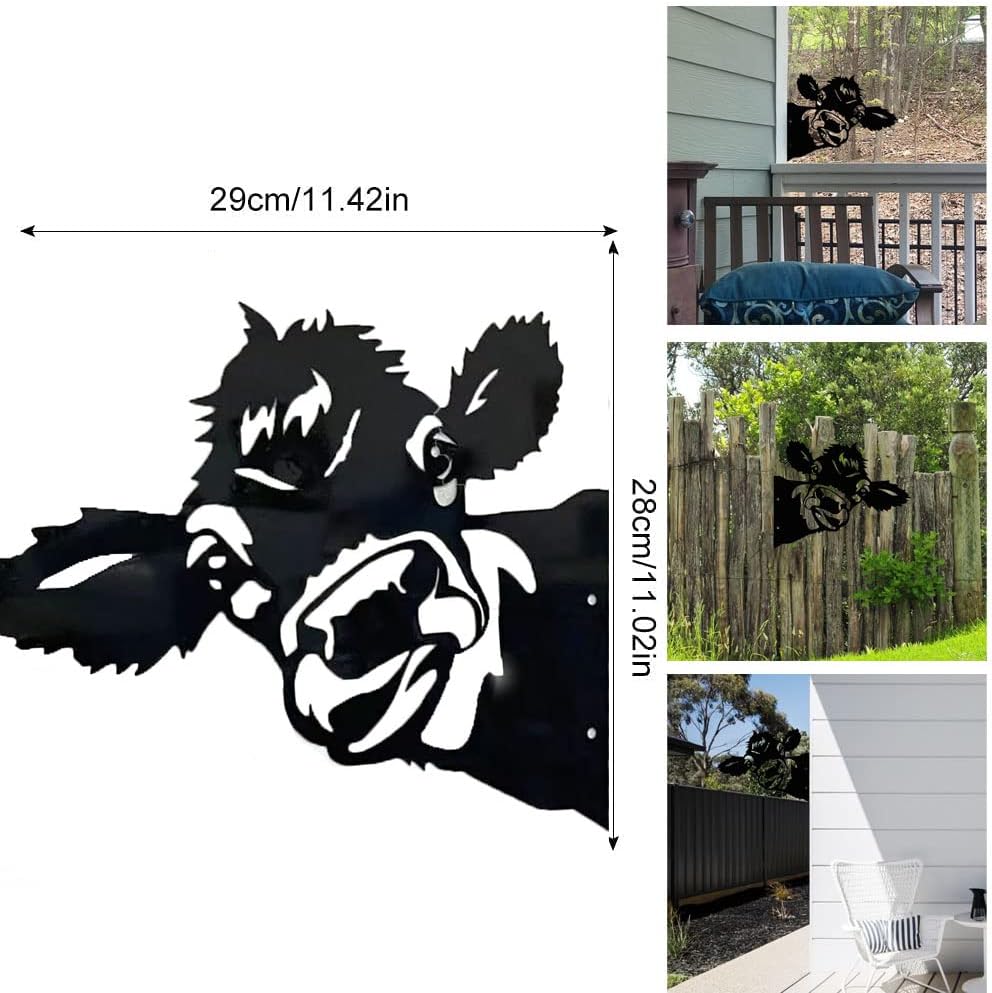 Farm Peeping Cow Metal Art Garden Sculpture, Iron Cattle Wall Decor, Outdoor Patio Hanging Ornament for Farmhouse Outdoor Garden Decor Farm Fence Modern Artworks Home Decor (Sheep)