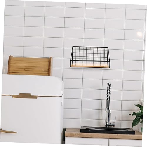 Miniatura 7 de VOSAREA Estante de almacenamiento único montado en la pared, marco de madera de hierro para el hogar, cocina, baño, inauguración de la casa