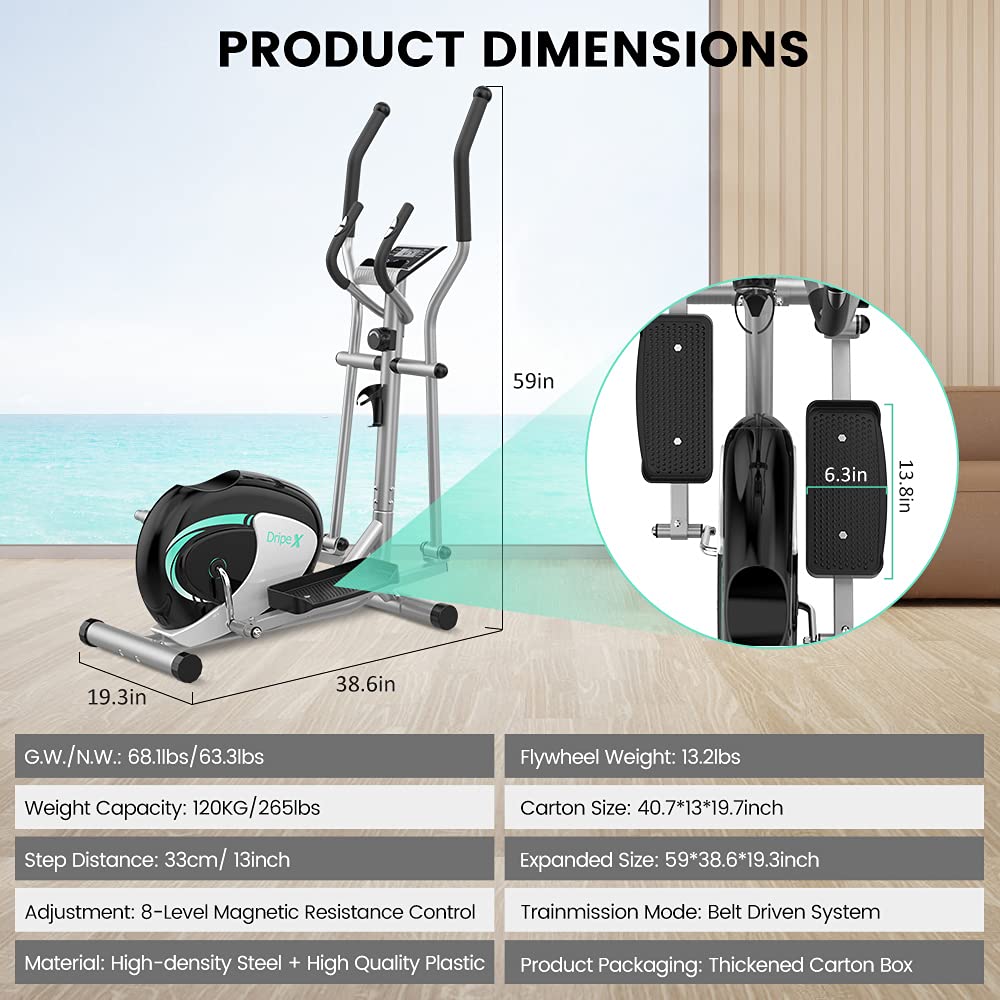 Dripex Elliptical Cross Trainer (2022 New Version), 8 Level
