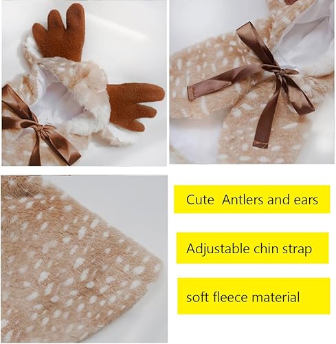 Miniatura 5 de Anelekor Disfraz de Navidad para perro, divertido disfraz de alce, capa de gato de reno de Navidad con cuernos, traje de cachorro, ropa de forro