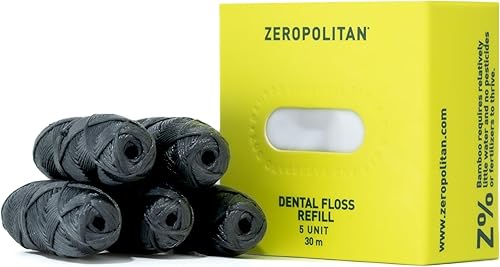 Miniatura 7 de Hilo dental de carbón de bambú - 33yd98.4 ft de hilo dental natural y biodegradable en recipiente de vidrio reutilizable o reciclable - Sabor
