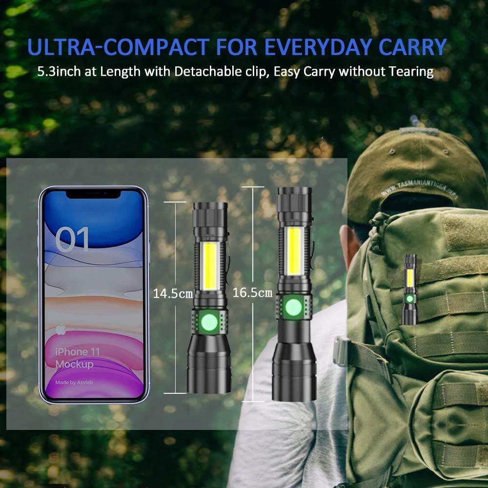 Black Light UV Flashlight Rechargeable, 3in1 Super Bright LED Tactical Flashlight UV Black Light &Redlight, 1200Lumen 7Modes, Zoomable, Waterproof Pocket Flashlight for Pet Stains Detection/Camping - - 