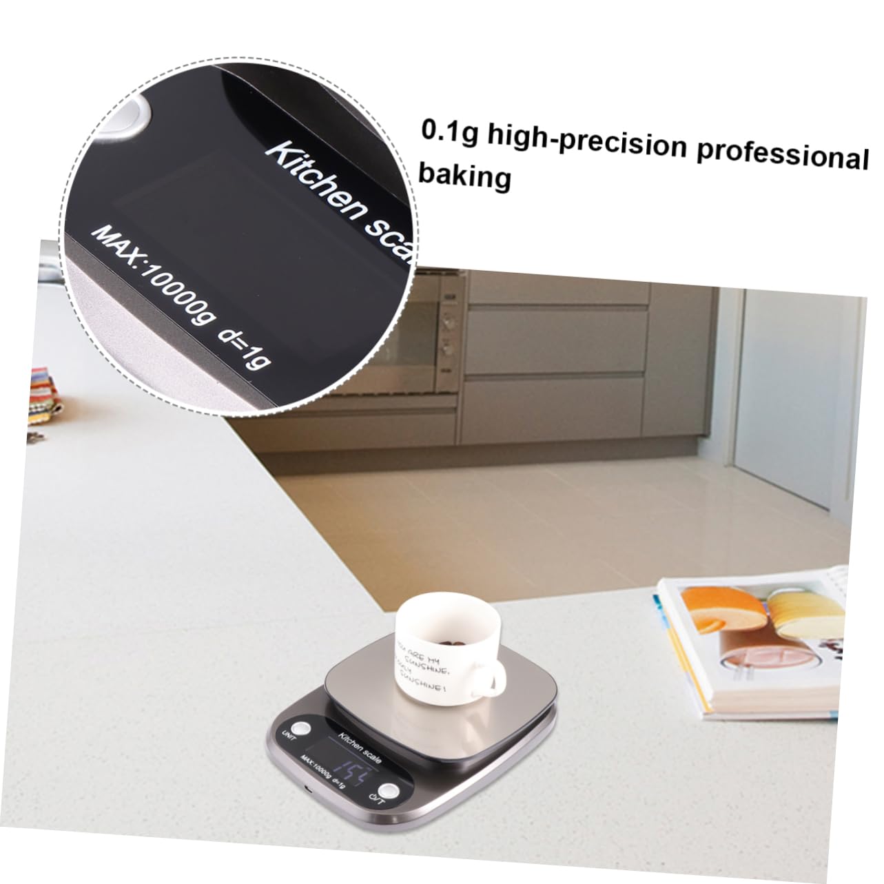 PRETYZOOM Balance Cuisine Numérique en Acier Inoxydable, Précision 10 Kg/1 G, Légère, Cuisine et Bijoux