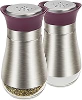 Vista 8 de Evelyne Salero y pimentero de vidrio con cubierta de acero inoxidable, paquete de 2 piezas (negro)