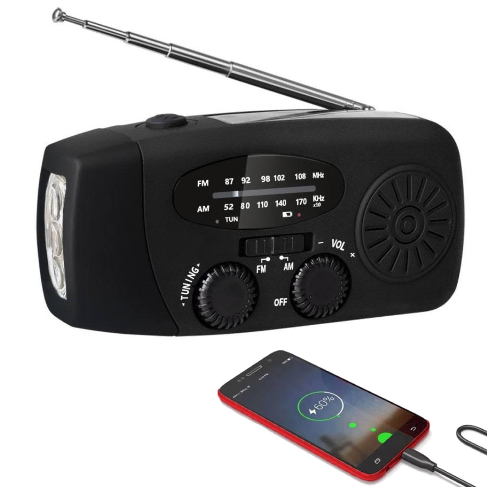 Outdoor Camping Emergency Radio Solar Hand Crank Dynamo Radio FM/AM/ 1800Mah Phone Charger Power Bank Flashlight SOS - View #2