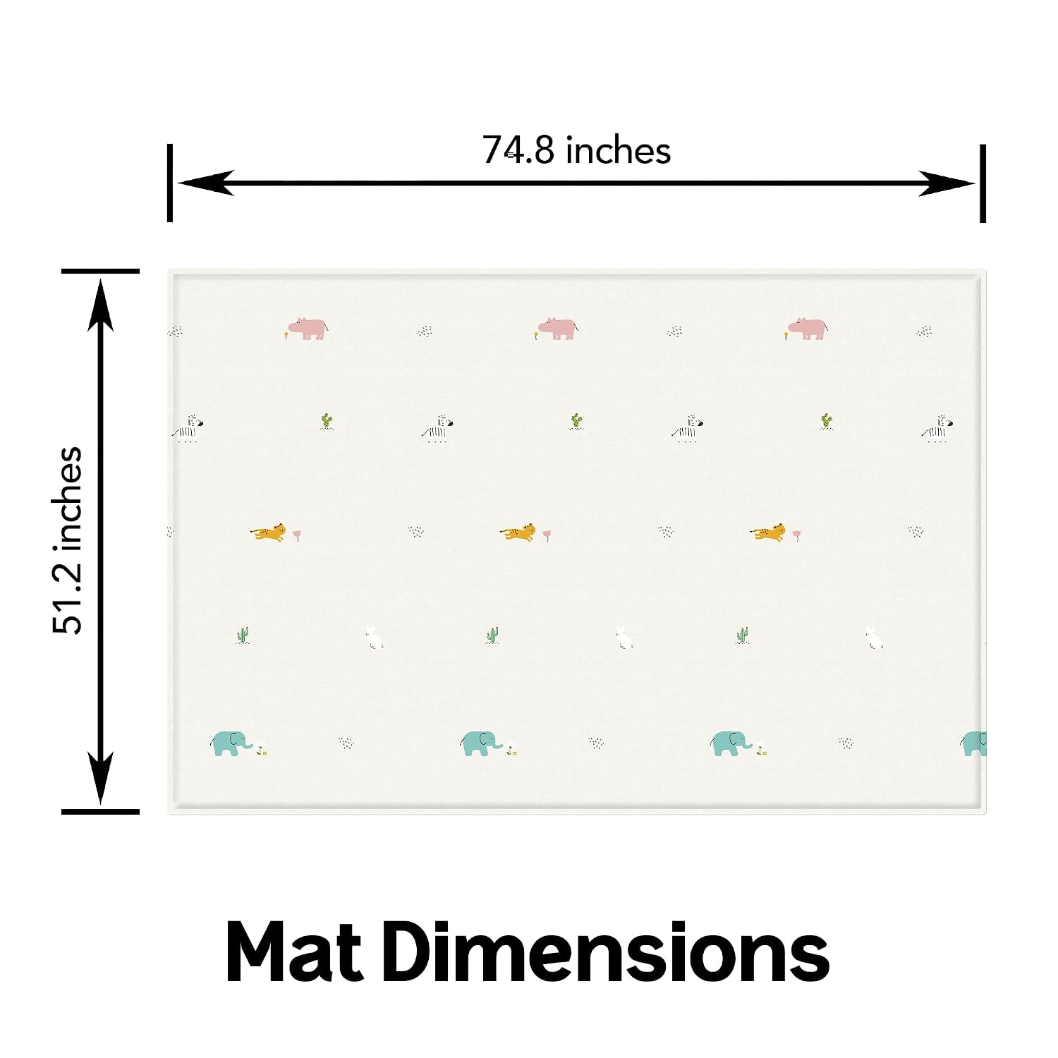 Parklon Premium Soft Play Mat - Jungle Friends + Herringbone - Made in Korea - Non-Toxic Soft Floor Mats, Water Resistant, for Playrooms, Kids Rooms & Family Spaces, Reversible - 75"x51"