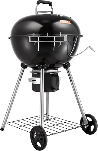 Miniatura 10 de VEVOR Parrilla portátil de carbón de 22 pulgadas, parrilla de gas propano con tapa, parrilla pequeña de hierro y acero, mini ahumador de mesa para