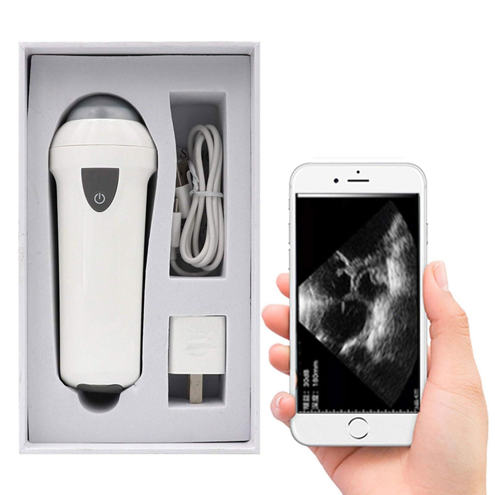 Ecografo Veterinario, ecografo Portatile Wireless, con sonda Meccanica da 3,5 MHz, Dispositivo Portatile for Test di Gravidanza, for suini, Pecore e capre(White)