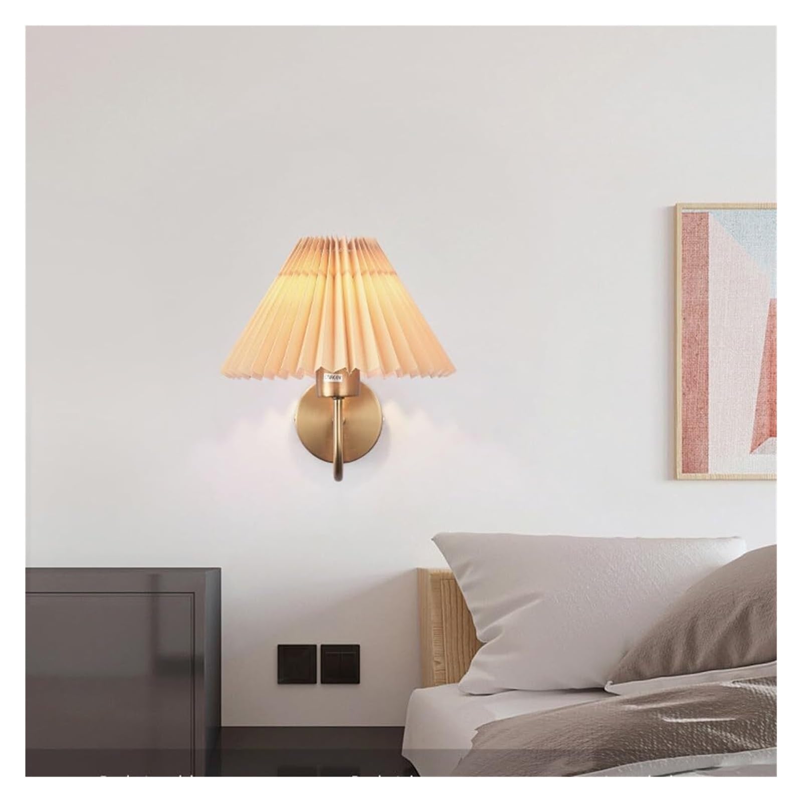 Elegante applique da parete con paralume in tessuto senza fili, alimentata a batteria, LED dimmerabile con telecomando, ricaricabile tramite USB, 3 modalità colore, set da 2, for camera da letto, sogg