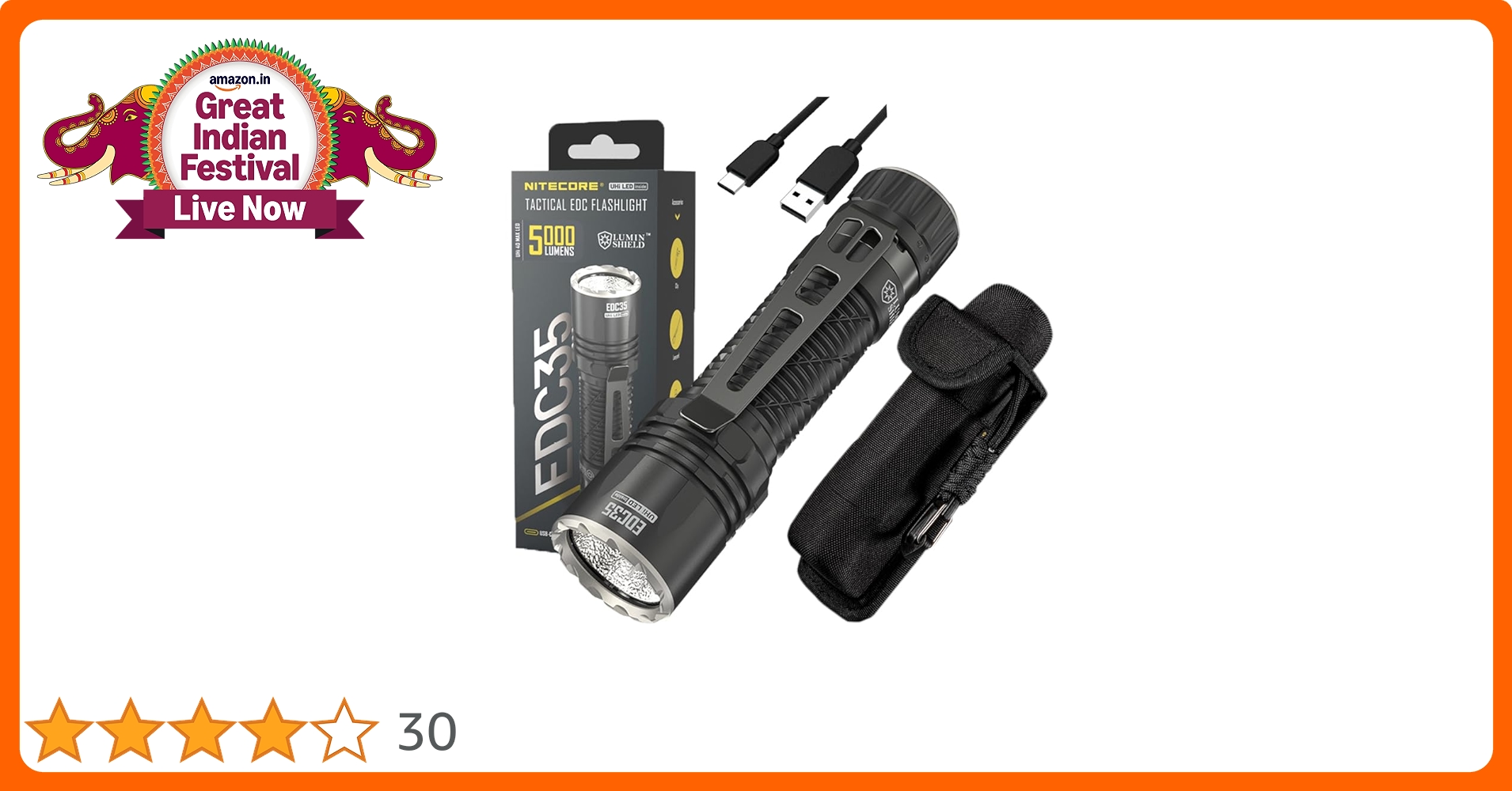 Nitecore EDC35 High Power 5000 lumens NiteLab UHi 40 Max LED