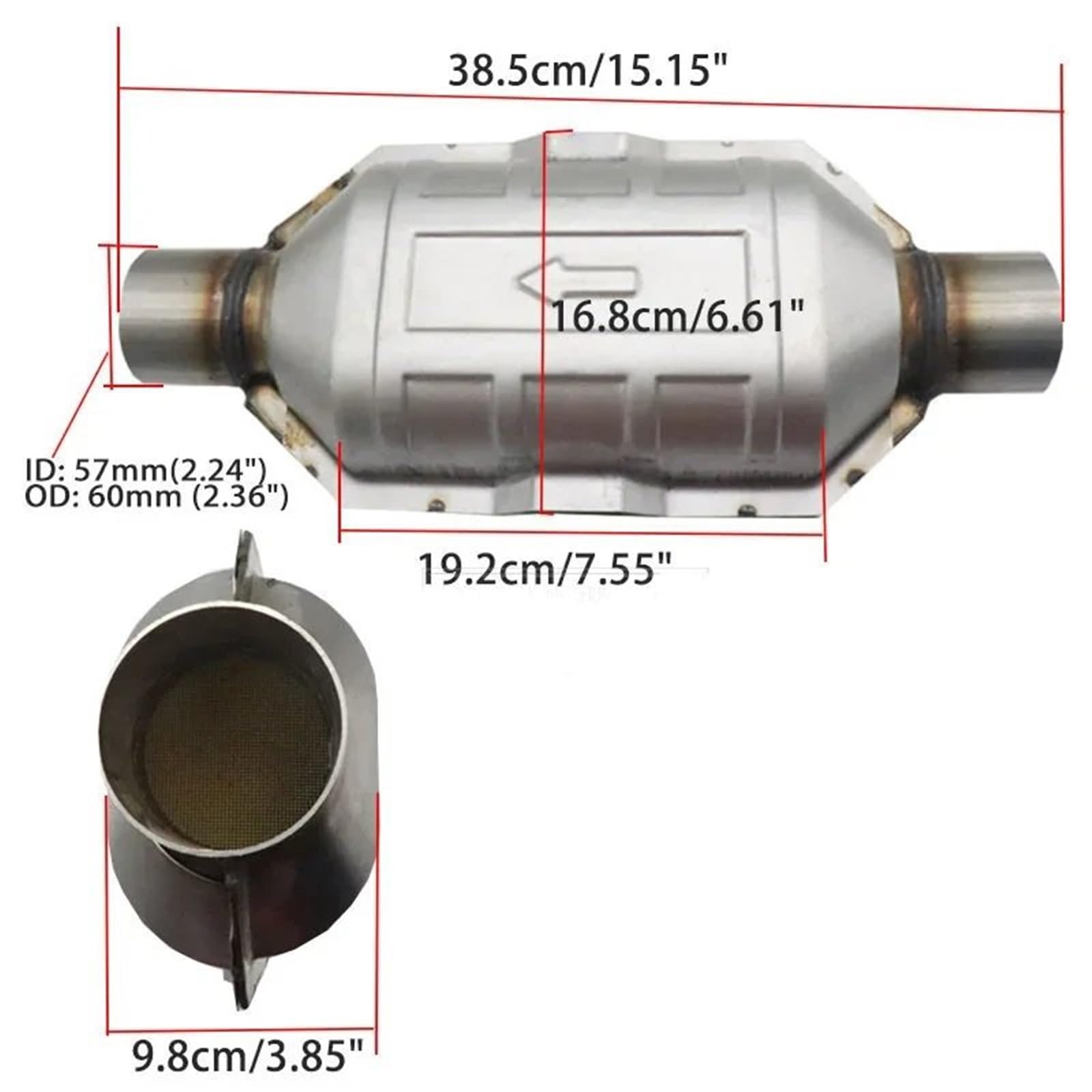 katalizator akcesoria Katalizator filtr 2 szt. 2,25'' okrągły, uniwersalny katalizator ze stali nierdzewnej, 400 ogniw, tłumik o wysokim przepływie, standard Euro 1