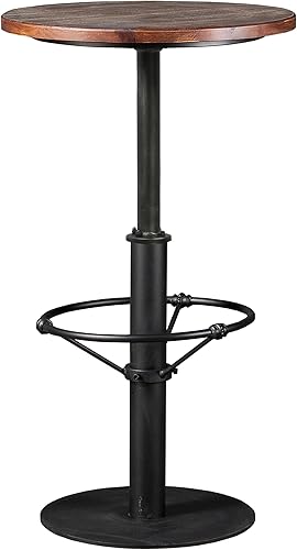 LOKKHAN Mesa de bar industrial rústica de 42 pulgadas de alto, barra de metal redonda de 19.68 pulgadas de diámetro, barra de metal, altura