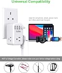 Canada to UK Plug Adapter, EyGde Ireland Type G European Power Adapter Converter with 3 American Outlets 3 USB Ports & 1 USB C, UK Travel Adapter for US CA to British England Scotland Irish Hong Kong