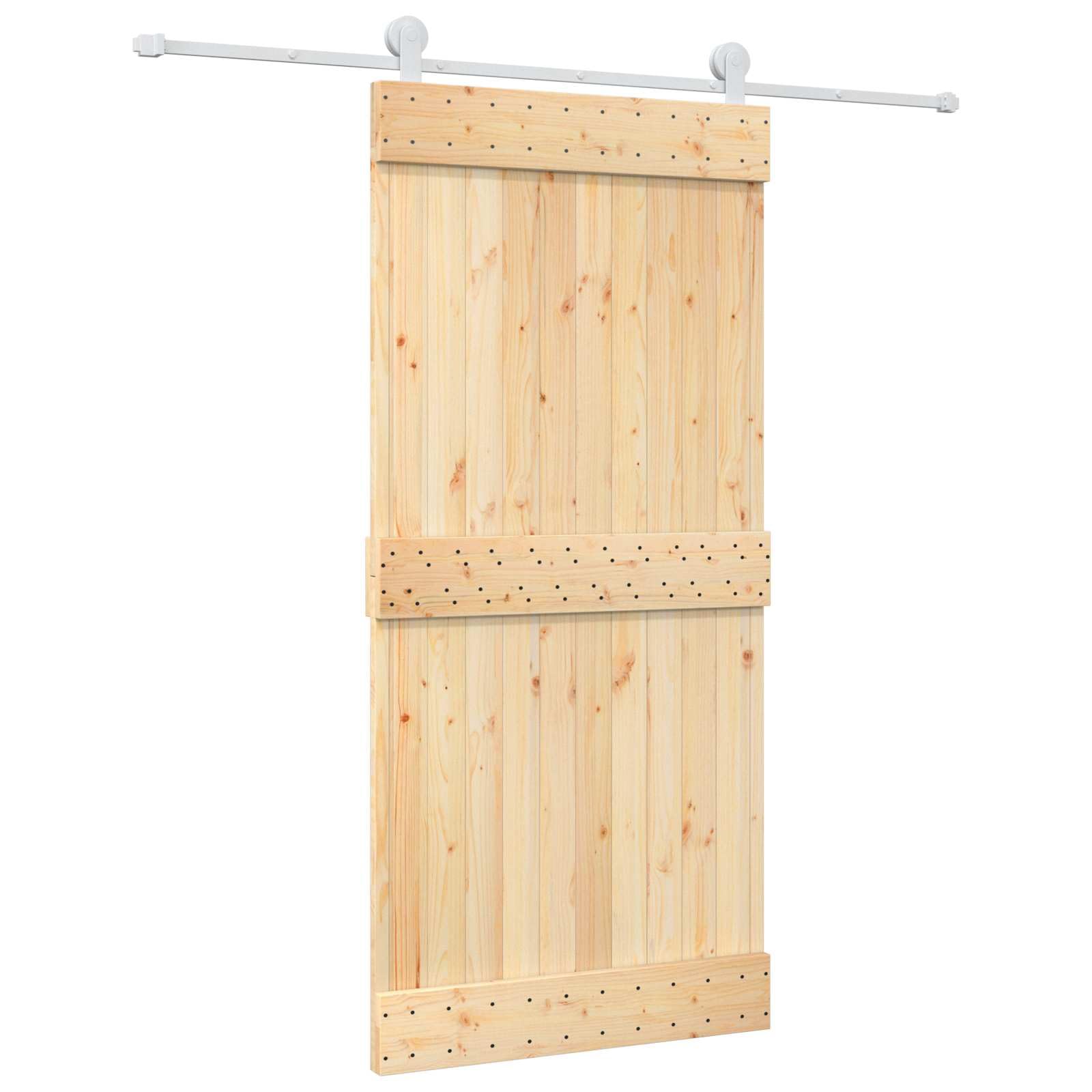 Drzwi przesuwne z drewna sosnowego, 95 x 210 cm, białe i