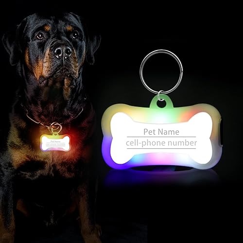 Luz de collar de perro que cambia de color para perros paquete de 2 luces para perro para caminar por la noche 3 modos de luz recargable para perro