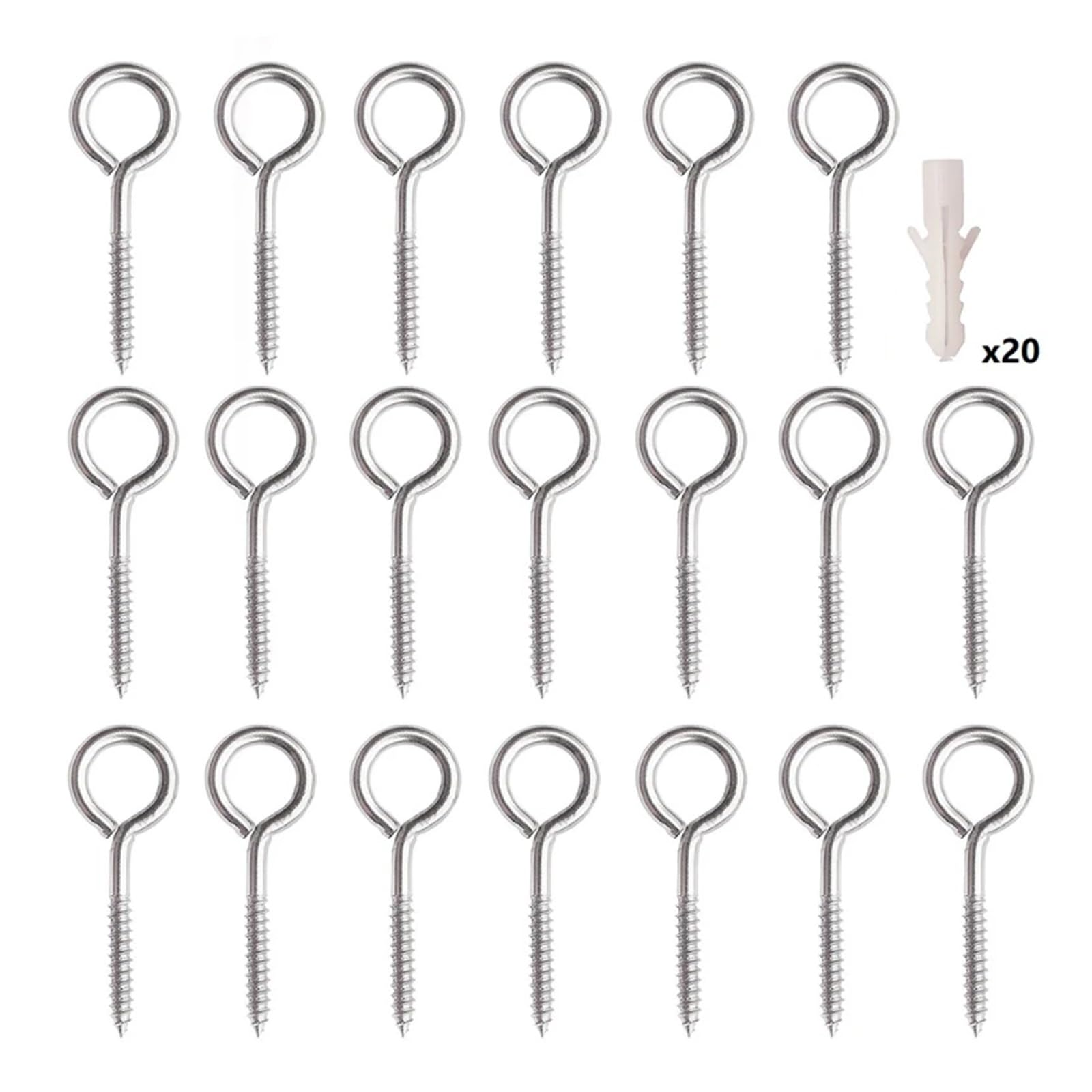 Crochets de tasse vis 20 pièces à œil crochets anneau autotaraudeur en métal cintre visser(M5x65)