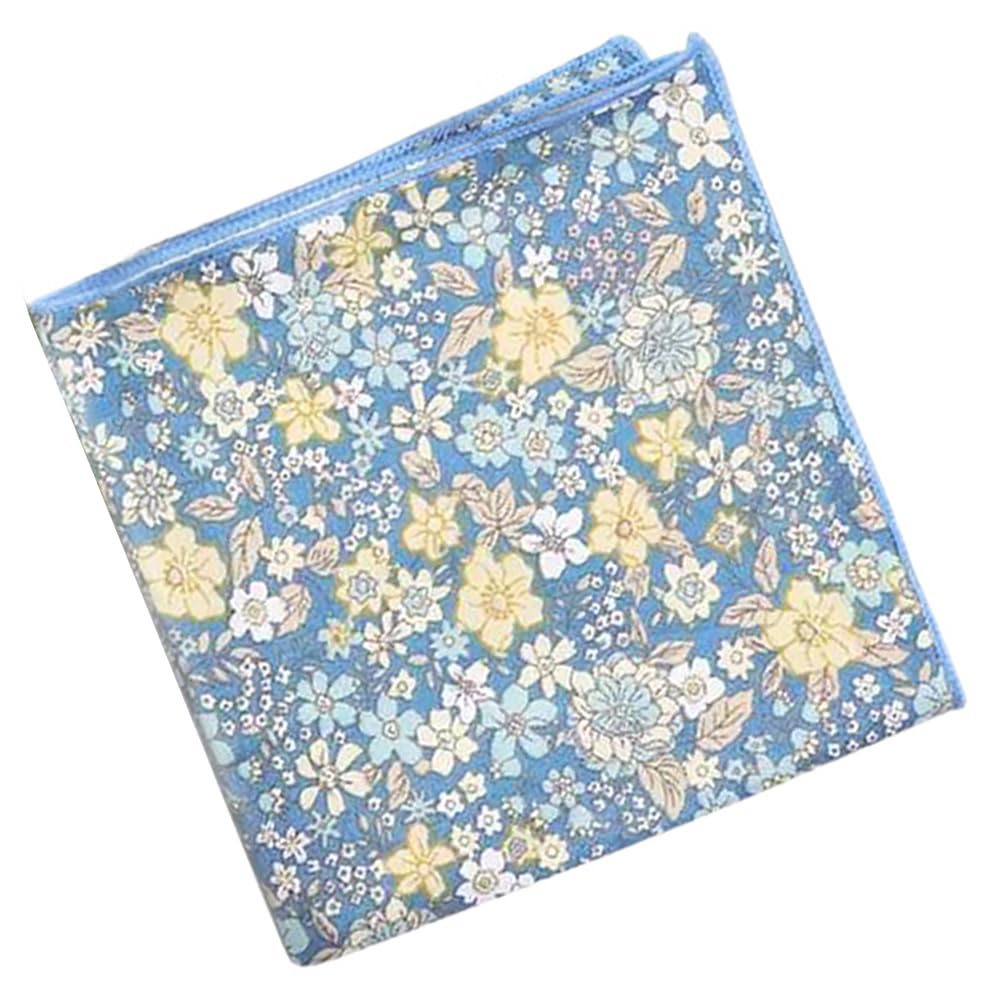 DB Dickie Bow Luxury Cotton Pocket Square (Blue & Yello Floral)