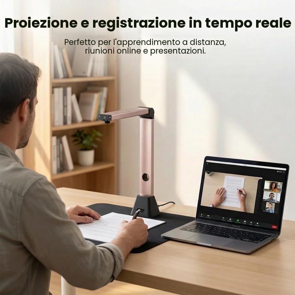 Scanner Documenti Portatile A3: 13MP Alta Definizione Scansione Multi-Formato con OCR 130 Lingue Appiattimento Curve USB Windows (Non Compatibile Mac) per Casa Ufficio Business Istruzione