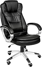 TecTake® Ergonomic Office Chair, Office Chair with Extra Thick Padding, Armchair with Reinforced Headrest, Height Adjustment with Gas Spring, Customisable Tilt – Black