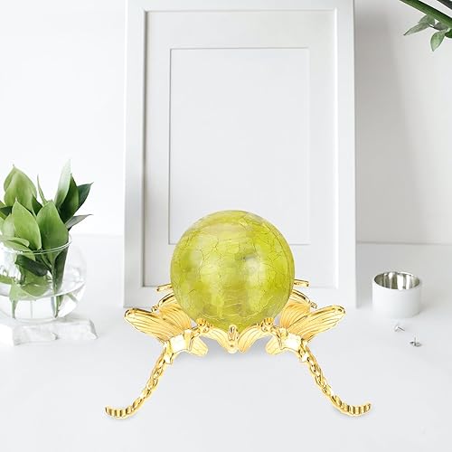 Miniatura 8 de EXCEART Soporte de bola de cristal, soporte de exhibición de esfera de libélula de metal, soporte de base de bola de lente, soportes de caballete