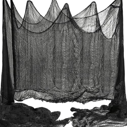 Niurui 400 x 39 inch Large Size Creepy Cloth Black Halloween Scary Spooky Cloth-Windows Doorways Gauze Cobweb Spider webs Decorations for Halloween Party Haunted House Decor