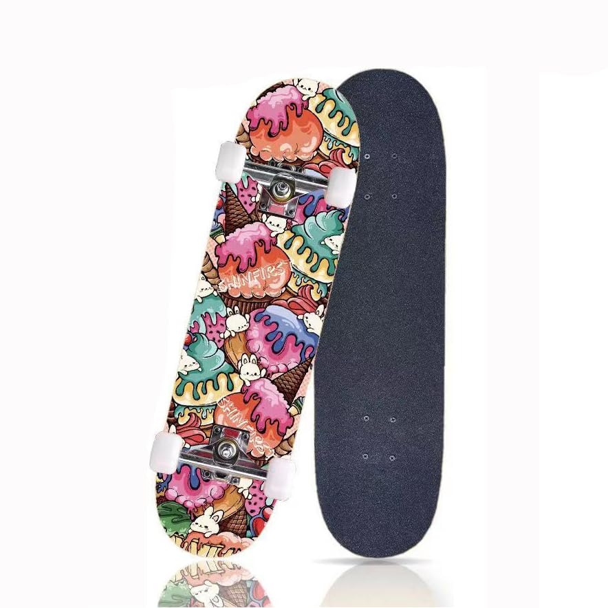 Dganliスケボー 子供 初心者 スケートボード 31x8インチ skateboard コンプリート 完成品 7層カナディアンメープル製 ダブルキック 若者 キッズ こどもの日 誕生日 プレゼント